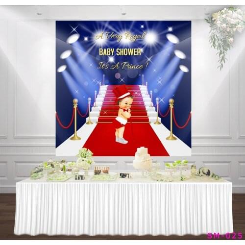 A Very Royal Baby Shower Backdrop Starlit Prince Boy Babyshower Gentleman Red Carpet Background Cake Table Photo Backdrop