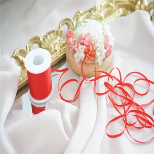 2mmX20mts solid colors of 100% pure silk embroidery ribbon thin taffeta high quality silk ribbon Anya Ribbon Handcraft