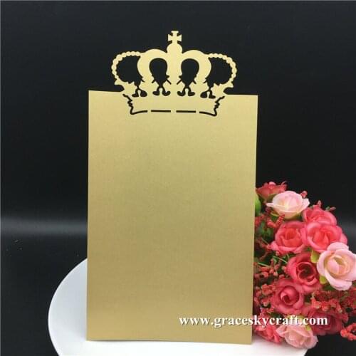 30pcs laser cutting Crown design single paper Save The Date RSVP wedding invitation cards for wedding party invitation