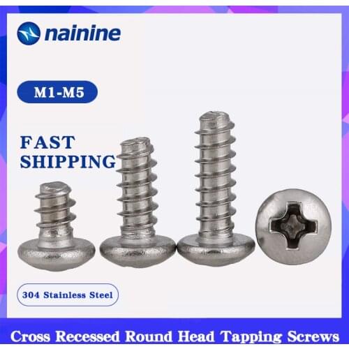 50/100Pcs M1-M5 PB 304 Stainless Steel Pan Head Electronic Micro Screws Phillips Self-tapping Screw Phone Computer SS36
