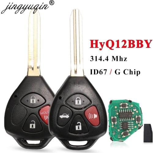 Jingyuqin 10pcs 3 Button Remote Smart Key Car Key Fob 314.4Mhz For Toyota 2005-2008 Hilux HYQ12BBY 4D67 Chip TOY43 Blade