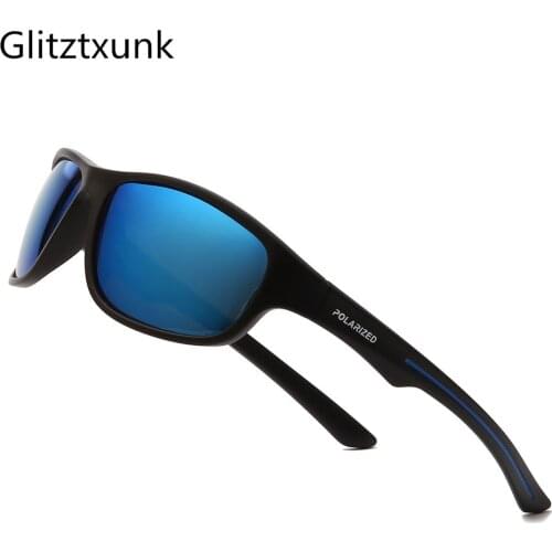 Glitztxunk Fashion Polarized Sunglasses Men Women Brand Classic Square Sun Glasses For Driver Shades Male Vintage Mirror UV400