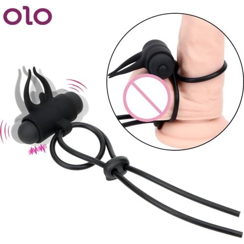 OLO Clitoris Stimulator Cock Ring Time Lasting Vibrator Penis Ring 10 Speed Sex Toys for Men Lock Rope Delay Ejaculation