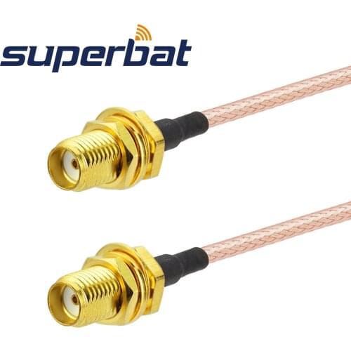 Superbat RF Coaxial Cable SMA Jack to SMA Female Bulkhead Adapter Pigtail Coaxial Cable RG316 15cm for Wireless