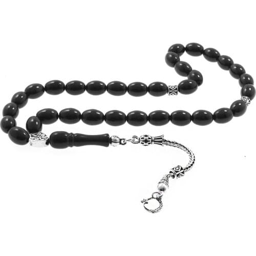 Tesbihane 925 Sterling Silver Tassels Barley Cut Russian Oltu Rosary