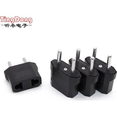 TingDong 2pcs Universal US To EU Plug USA To Euro Europe Travel Wall AC Power Charger Outlet Adapter Converter Household Parts