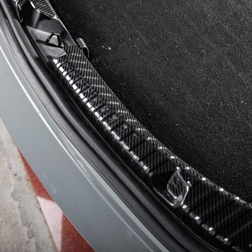 Vxvb For Tesla Model 3 2020 Accessories Trunk Guard Sill Inner Outer Cover Carbon Fibre Car Rear Boot Bumper Protector Model3