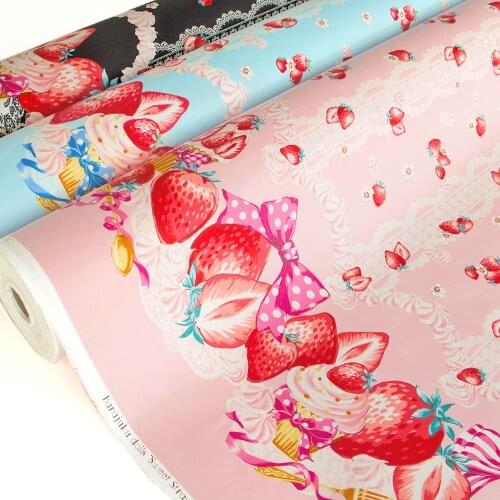 Half-Meter Japanese Cotton Fabric Lolita Fabric DIY Patchwork Quilting Fabrics Strawberry