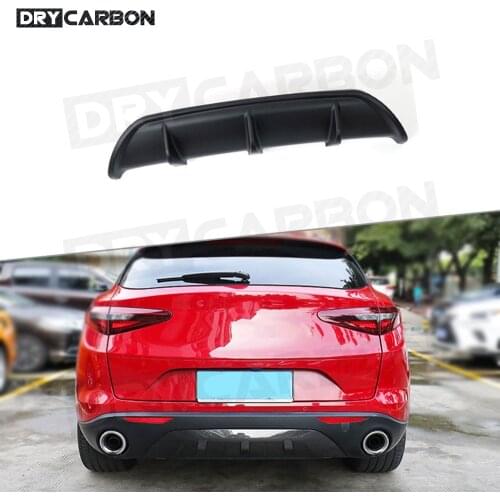 Carbon Fiber Rear Lip Diffuser Trim For Alfa Romeo Stelvio 2017-2019 ABS Fins Shark Style Bumper Cover Car Styling Prodection