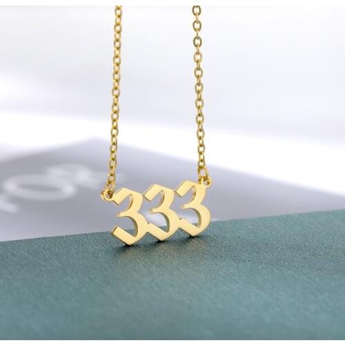222 333 444 777 888 Angel Number Necklaces For Women Gold Silver Color Stainless Steel Devil Pendant Necklace Goth Jewelry 2021