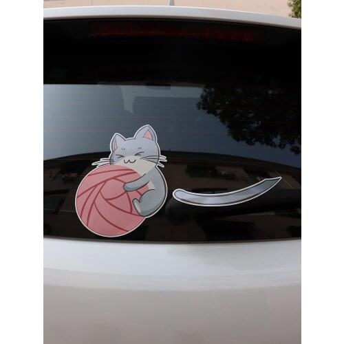 ZTTZDY Cartoon Pet Cats Play With Wool Balls Car Rear Window Sticker PVC Decal YJ3-0037