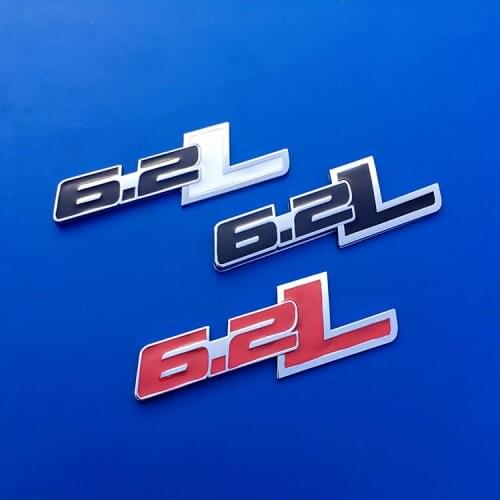 1pc 6.2L Side Rear Trunk Fender Badge Emblem Sticker Decal For Chevy Camaro Black/red