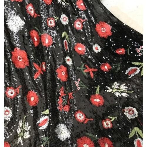 1Y/Lot New sequins embroidered fabric for dress color flower costume sequins fabric DIY material