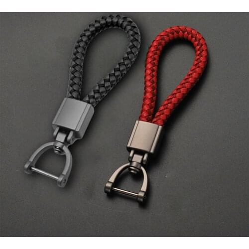 1pc Universal Hand Woven Leather Car Key Chain Zinc Alloy Auto Fob Keyring Braided Fashion Rope Keychain For Car Accessories