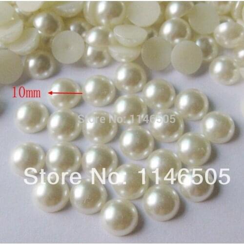 100pcs 10mm Mini Semicircle pearl flat back buttons ivory color (pearl white) DIY Jewelry craft Acessory Embellishment zk0276