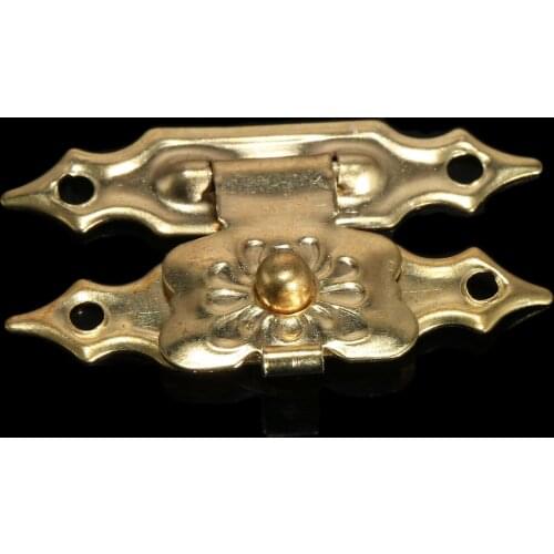 12Pcs Antique Iron Lock Box Buckle Decorative Gold Jewelry Gift Wine Box Wooden Case Hasp Latch Caskets Clasps Screws