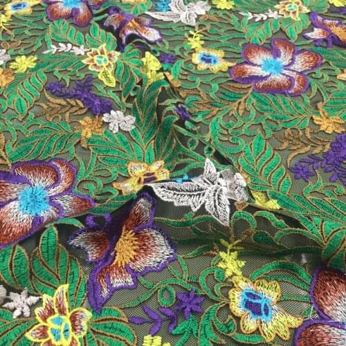 143cm x50cm high quality green water soluble chemical embroidery mesh fabric handmake diy lace wedding fashion women dress