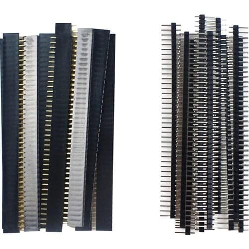 20pcs 40 Pin 1x40 Single Row Male and Female 2.54 Breakable Pin Header PCB JST Connector Strip for Arduino Black