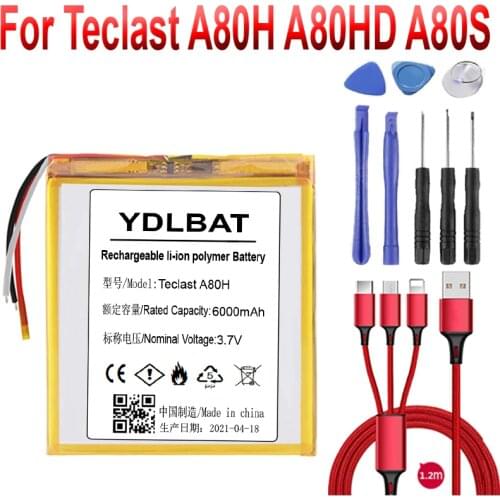 3.7V 6000mAh Battery for Teclast A80H A80HD A80S A80se X80H X80HD X80 Plus &Pro &Power Tablet PC Li-Po Rechargeable Replacement
