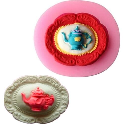 3D Teapot Vintage Pattern Fondant Cake Silicone Mold Pastry Chocolate Mould Pudding Soap Molds Cake Decoration DIY Baking Tools