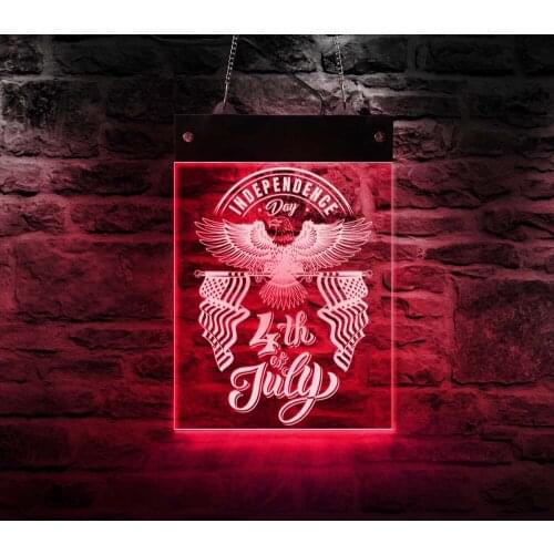 4th Of July Multi-color LED Lighting Wall Art America Independence Day Electric Acrylic the US Board Bald Eagle Flag Emblem Lamp