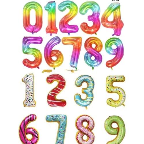 40 inch candy number aluminum foil balloon donut rainbow jelly 0-9 big numbers children birthday party wedding decoration balloo