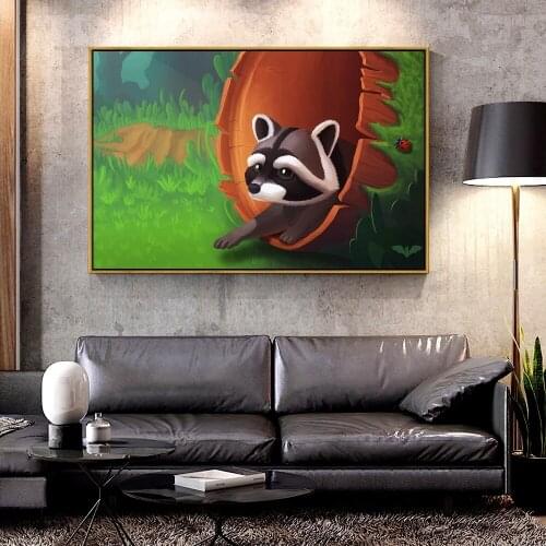 Artcozy Oil Canvas Painting raccoon_hollow_art For Home Decoration Wall Art