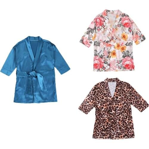 1-6Years Kid Baby Boys Girls Bathrobe Long Sleeve Solid Color Bathrobe and Belt Robes Sleepwear Set