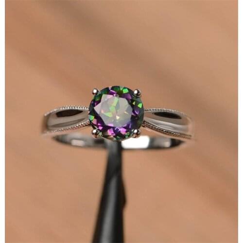 BAOSHINA Geometric Round Colorful Zirconium Temperament Ring For Women Wedding Engagement Jewelry Female Hand Accessories