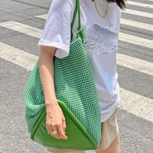 Large tote bag green shoulder bag design women handbag 01-SB-ttstbn