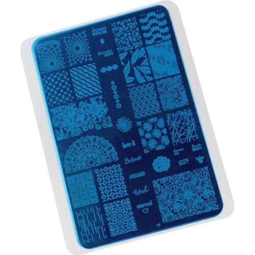 Big Size Nail Stamping Plates Nail Template 1 x Mixed Design Stainless Steel Nail Art Stamp Template Manicure Nail Tools 14.5x9