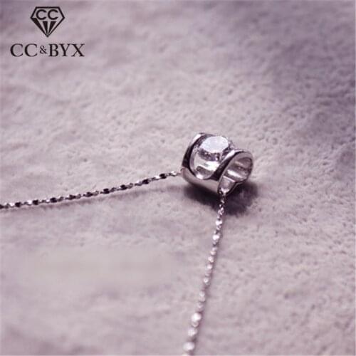 CC Necklaces Pendants For Women 925 Silver 1.25ct Cubic Zirconia Shine Pendant Necklace Clavicle Chain Jewelry No Chain CCN260