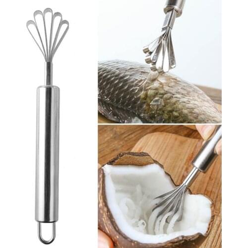 Fish Scales Scraping Coconut Planer Kitchen Accessorie Stainless Steel Fast Remove Fish Scales Cleaning Peeler Home Seafood Tool