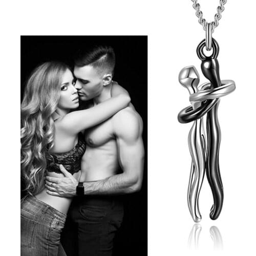 CXQNEWA 2021 Popular Lover Couple Embrace Hug Pendant Necklace Express Emotion Directly Valentines Day Gift Dropshipping