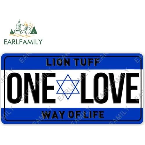 EARLFAMILY 13cm x 6.5cm for One Love Israel License Plate Car Stickers Custom Graphics Decals Car Body Waterproof Decoration