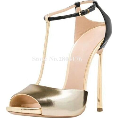 Brand Design Women Fashion Peep Toe Suede Leather Metal Stiletto Heel Pumps Ankle T-strap Super High Heels Formal Dress Shoes