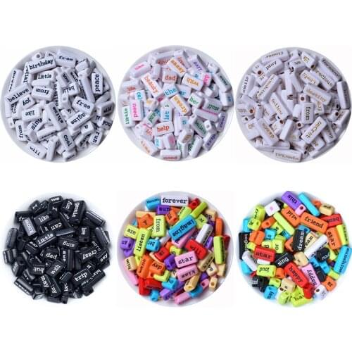 Phrase Word Letter Beads Size 9x10mm 9x18mm 9x23mm Square Beads Spacer Beads For Jewelry Making DIY Necklace Bracelet