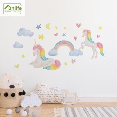 Funlife® Dreamland Unicorn Wall Stickers For Kids Nursery Room Kindergarten DIY Self-Adhesive Wall Decals Wallpaper Decoration