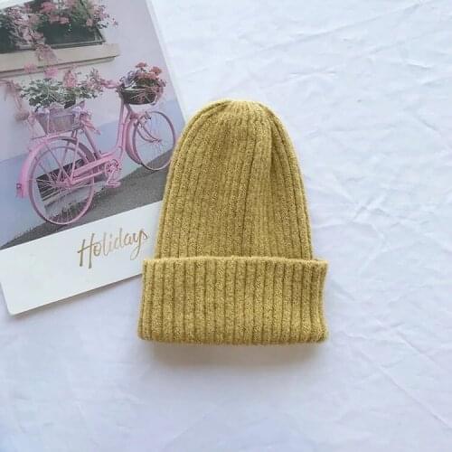 KENSHELLEY Hot Selling Winter Beanie Soft Wool Custom Beanie Fashion Pure Color Stripes Pattern Knitting Beanie Hats