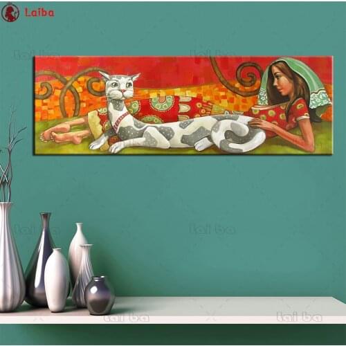 Pictures 5d diamond painting Beauty and cat full novelty 2020 mosaic art diamond embroidery icons new hot