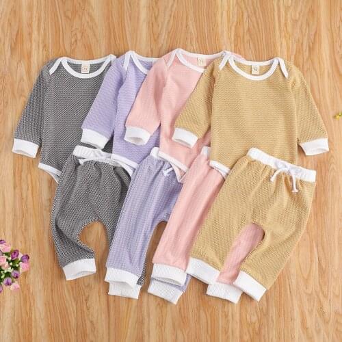 Toddler Baby Girls Outfits Long Sleeve O Neck Romper Top + Elastic Waist Long Pant Clothes Sets