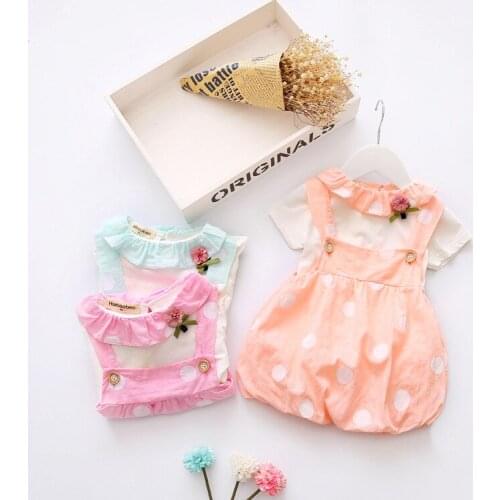 Girls Baby Summer Dress 2017 New Infant Princess Shirts+ Dot Dress,clothes Sets
