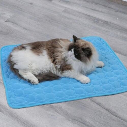 Summer Cool Ice Bed Pad Self-cooling Ice Silk Mat Breathable Lightweight Non-Sticky Comfortable Mat Pet Bed For Dog Cat