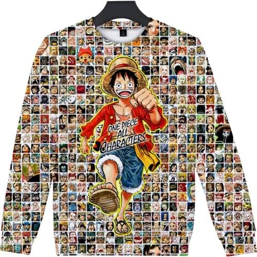 Hot Sale One Piece Sweatshirts Men/Women Fashion Casual O-Neck Capless Long Sleeve Hoodies Harajuku Style One Piece Anime Hoodie