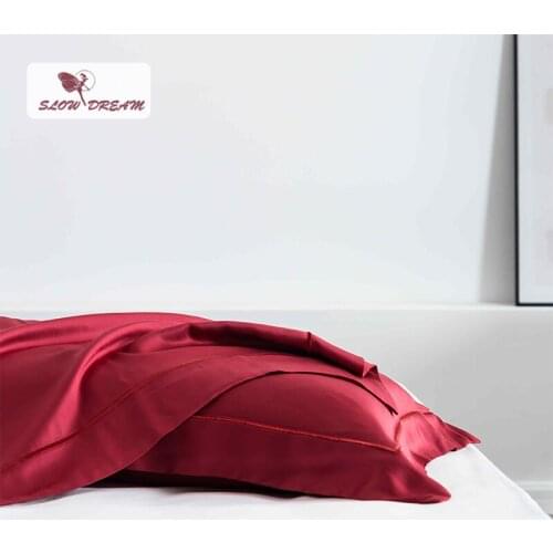 SlowDream 100% Silk Natural Fabric Healthy Red Pillowcase Solid Color Home Textile Bedclothes Home Bedding Pillow Cover Textiles