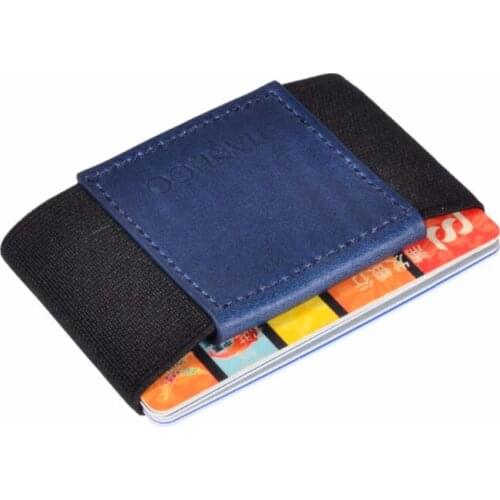 Men Credit ID Card Holder Slim Wallet Mini Pocket Genuine Leather Handmade Sewing Black Card Pocket