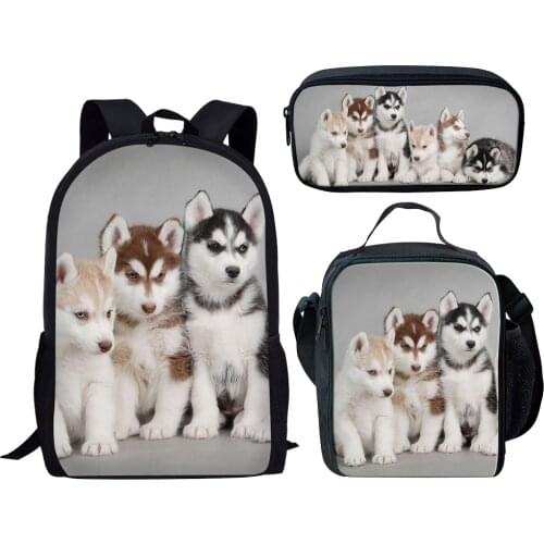 Print Siberian Husky Men Backpack for School Boy College Laptop Schoolbags Animal Teenager Bookbags Mochila Children