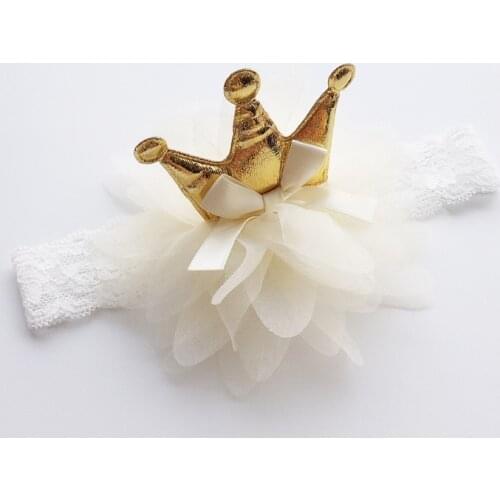 New Creative Pink And Beige Crown Flowers Hairbands Elastic Hair Band Kids Hair Accessories Girls Headwear Children Headbands