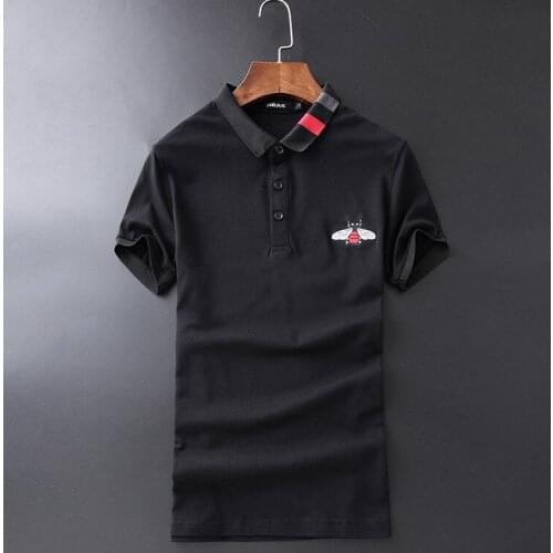 Collar Novelty 2020 High Striped Embroidered Bees Fashion Polo Shirts Shirt Hip Hop Skateboard Cotton Polos Top Tee #G78
