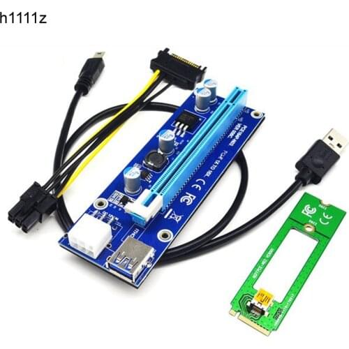 New M.2 NGFF to PCI-E X16 Slot Transfer Card Mining M2 Riser Extension Cable SATA to 6pin Power Supply Riser Card for BTC Device